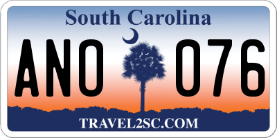SC license plate ANO076