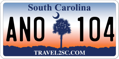 SC license plate ANO104