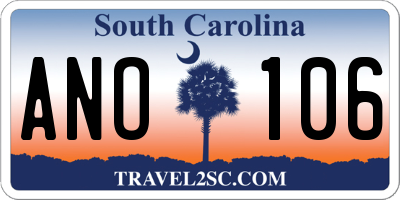 SC license plate ANO106