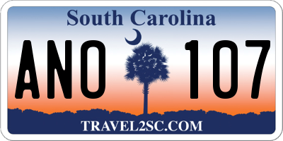 SC license plate ANO107