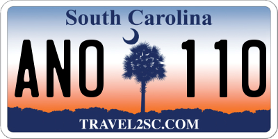 SC license plate ANO110