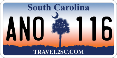 SC license plate ANO116