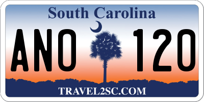 SC license plate ANO120