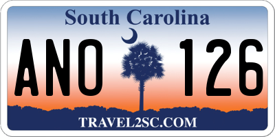 SC license plate ANO126