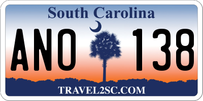 SC license plate ANO138
