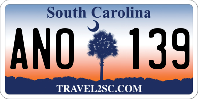 SC license plate ANO139