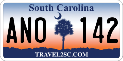 SC license plate ANO142