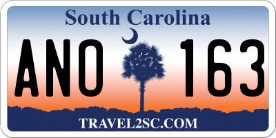 SC license plate ANO163