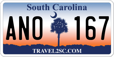 SC license plate ANO167