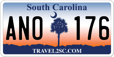 SC license plate ANO176