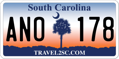 SC license plate ANO178
