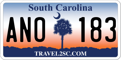 SC license plate ANO183