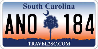 SC license plate ANO184