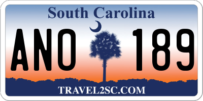 SC license plate ANO189