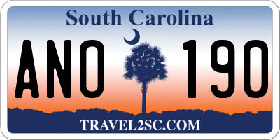 SC license plate ANO190