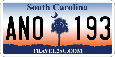 SC license plate ANO193