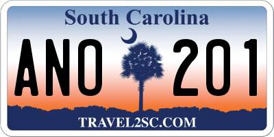 SC license plate ANO201