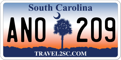 SC license plate ANO209
