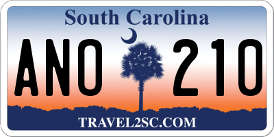 SC license plate ANO210
