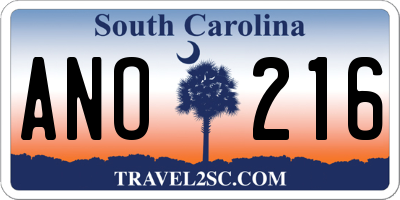 SC license plate ANO216