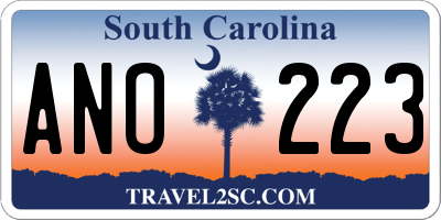 SC license plate ANO223