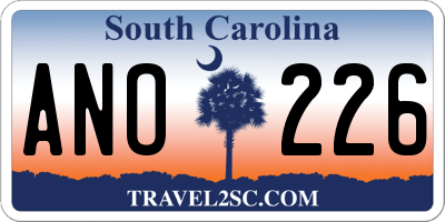 SC license plate ANO226