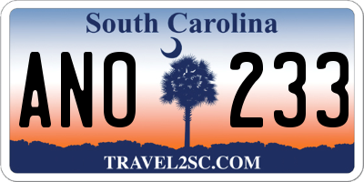 SC license plate ANO233