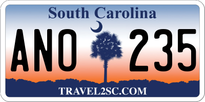 SC license plate ANO235