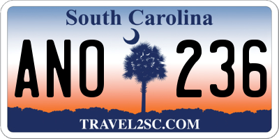 SC license plate ANO236