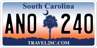 SC license plate ANO240