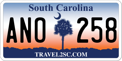 SC license plate ANO258