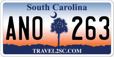 SC license plate ANO263