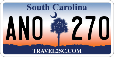 SC license plate ANO270