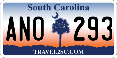 SC license plate ANO293