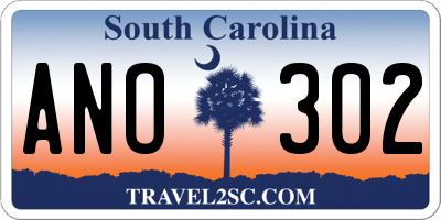 SC license plate ANO302