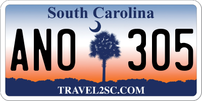 SC license plate ANO305