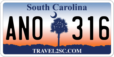 SC license plate ANO316