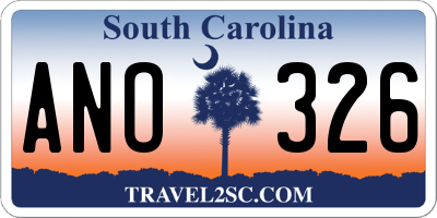 SC license plate ANO326