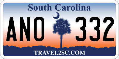 SC license plate ANO332