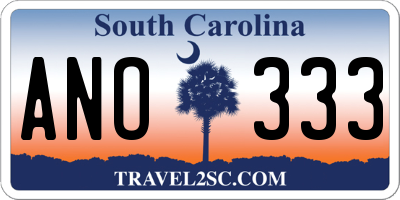 SC license plate ANO333