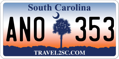 SC license plate ANO353