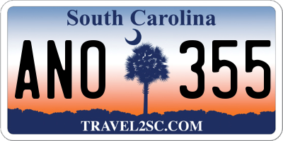 SC license plate ANO355