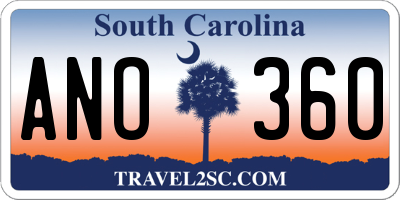 SC license plate ANO360