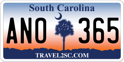 SC license plate ANO365