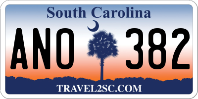 SC license plate ANO382
