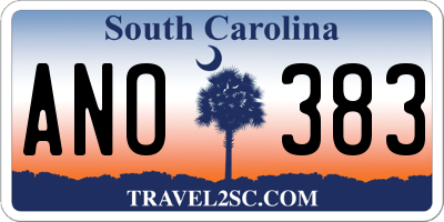 SC license plate ANO383