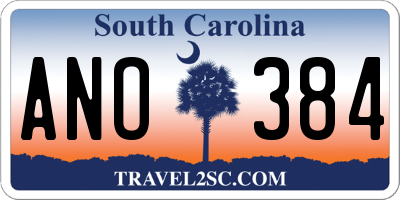 SC license plate ANO384