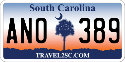 SC license plate ANO389