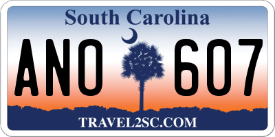 SC license plate ANO607