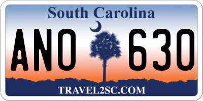 SC license plate ANO630